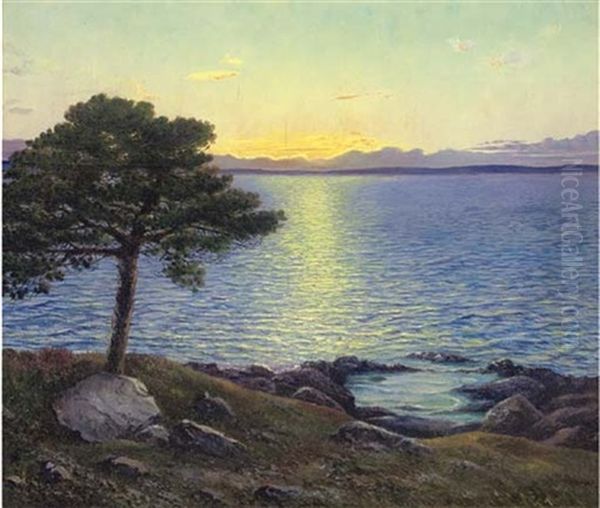 Sunset Over The Bay Oil Painting by Ivan Fedorovich Choultse