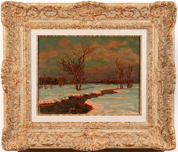 A River In Winter Oil Painting by Ivan Fedorovich Choultse