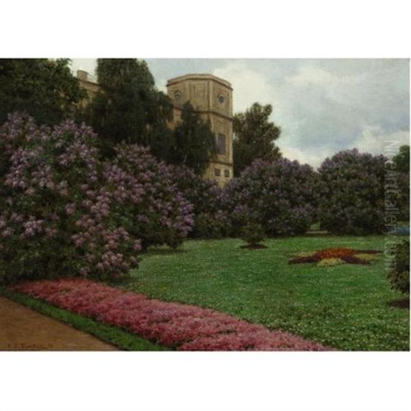 Landscape With Blooming Lilacs Oil Painting by Ivan Fedorovich Choultse