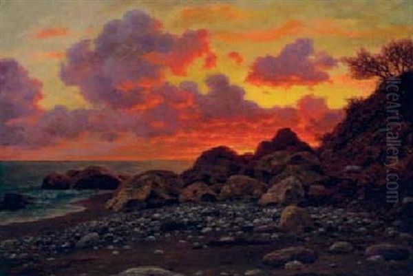 Coucher De Soleil Au Bord De La Mer Oil Painting by Ivan Fedorovich Choultse