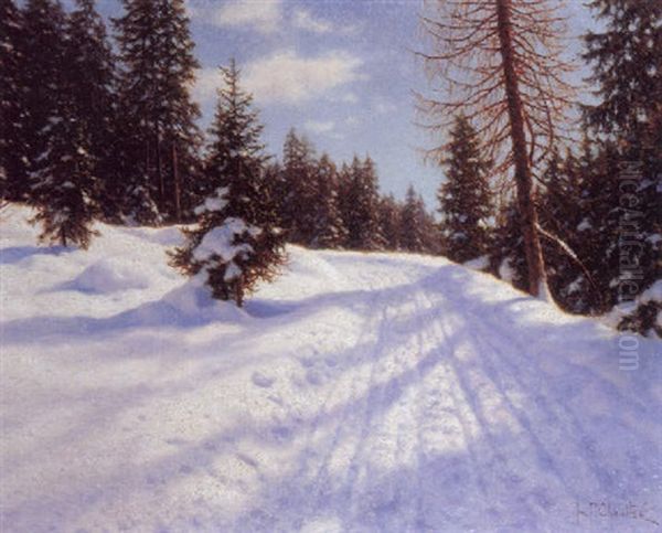 Forest In Winter Oil Painting by Ivan Fedorovich Choultse