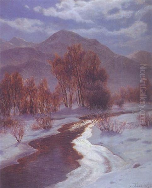 Paisaje De Invierno Con Rio Oil Painting by Ivan Fedorovich Choultse