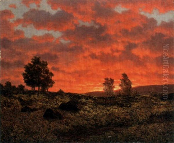 An Autumn Landscape At Sunset Oil Painting by Ivan Fedorovich Choultse