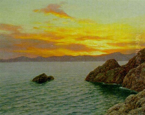 Sunset From The Shoreline Oil Painting by Ivan Fedorovich Choultse