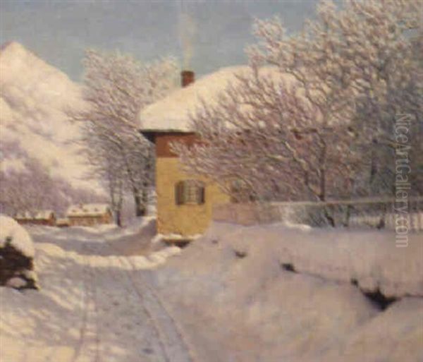 Effet De Givre, Village Pres Chamonix Oil Painting by Ivan Fedorovich Choultse