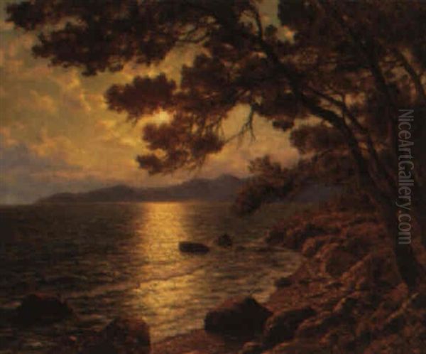 A Summer Scene Oil Painting by Ivan Fedorovich Choultse