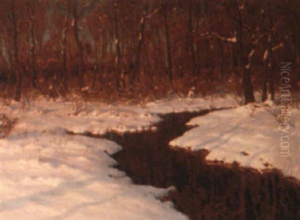 A Snow-covered Forest Oil Painting by Ivan Fedorovich Choultse