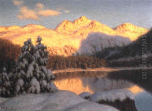 Soir De Decembre Pres De St. Moritz, Engadine Oil Painting by Ivan Fedorovich Choultse