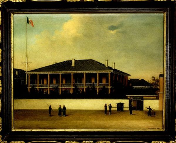 A French Residence On The Bund At Shanghai Oil Painting by  Chow Kwa