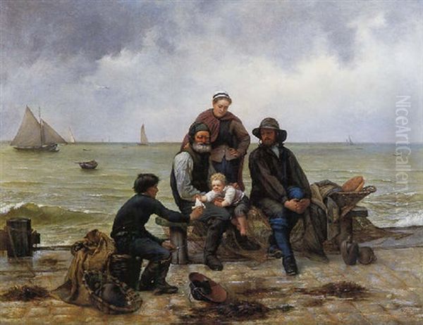 The Fisherman's Family Oil Painting by Auguste Clement Chretien