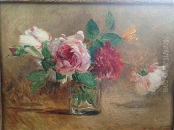 Vase Aux Roses Oil Painting by Rene Louis Chretien