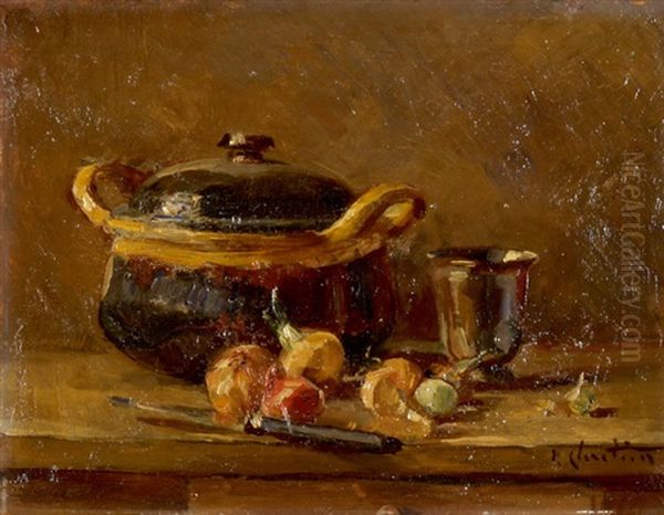 Stillleben Mit Topf, Becher Und Obst Oil Painting by Rene Louis Chretien