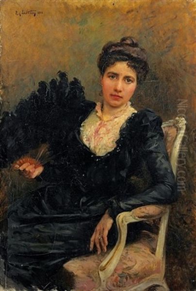 Portrait De Femme Assise Oil Painting by Rene Louis Chretien