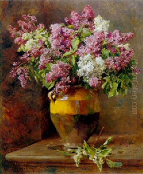 Vase Of Lilies Oil Painting by Rene Louis Chretien