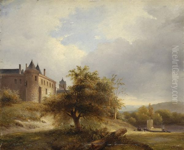 Fluslandschaft Mit Anlegestelle Und Stadtansicht Oil Painting by Pieter Caspar Christ