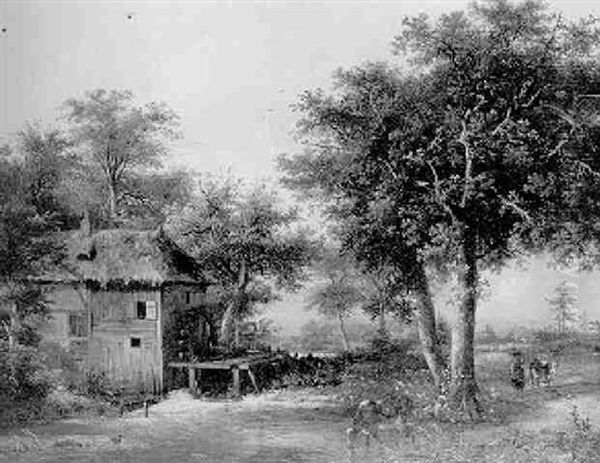 A Watermill In An Extensive Wooded Summer Landscape Oil Painting by Pieter Caspar Christ