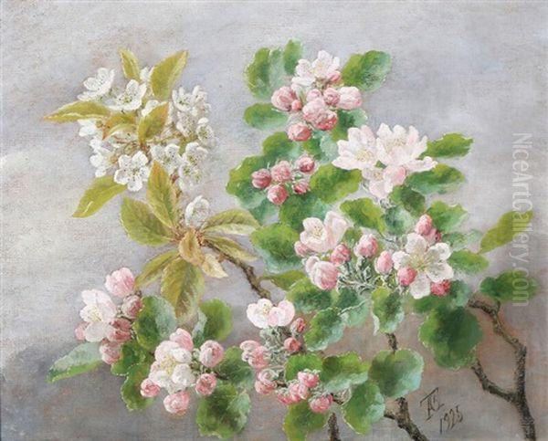 An Apple Bough Laden With Blossom Oil Painting by Anthonie Eleonore (Anthonore) Christensen