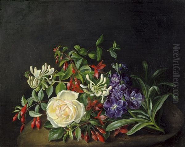 Blumenstilleben Mit Fuchsien Und Rose Oil Painting by Anthonie Eleonore (Anthonore) Christensen