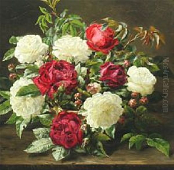 Still Life With Roses Oil Painting by Anthonie Eleonore (Anthonore) Christensen