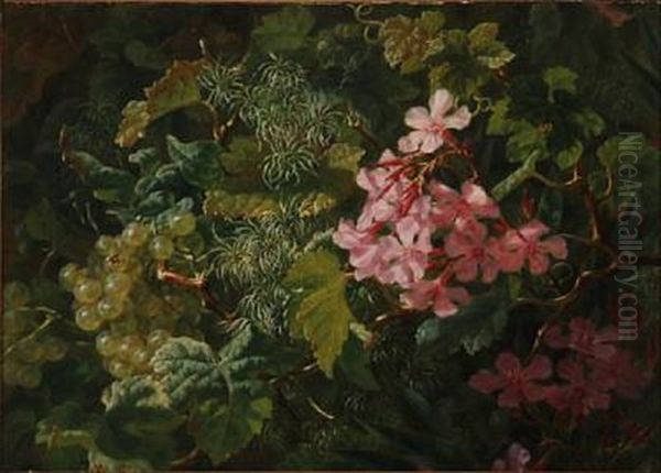 Oleanders And Grapes Oil Painting by Anthonie Eleonore (Anthonore) Christensen