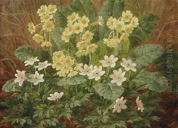 White Anemones Oil Painting by Anthonie Eleonore (Anthonore) Christensen