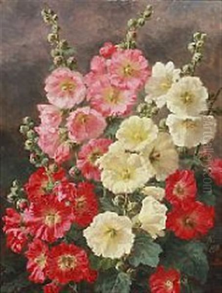 Hollyhocks Oil Painting by Anthonie Eleonore (Anthonore) Christensen