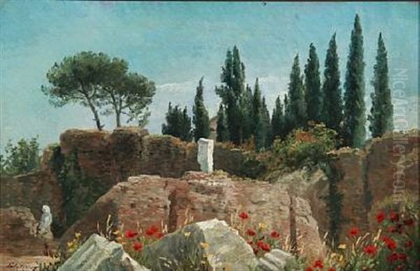 From The Palatin Hill In Rome Oil Painting by Anthonie Eleonore (Anthonore) Christensen