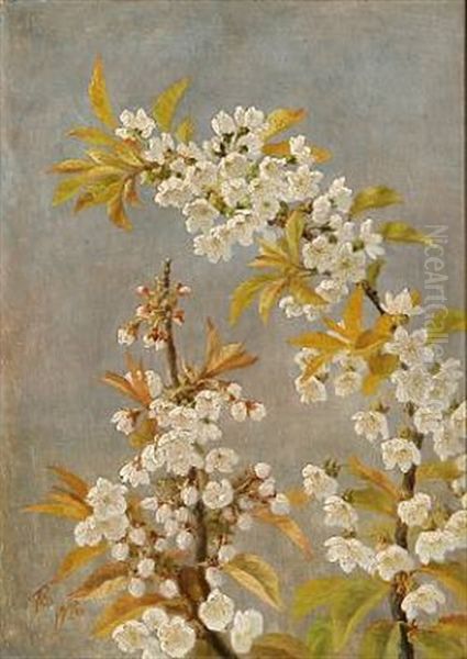 Blooming Apple Branch Oil Painting by Anthonie Eleonore (Anthonore) Christensen