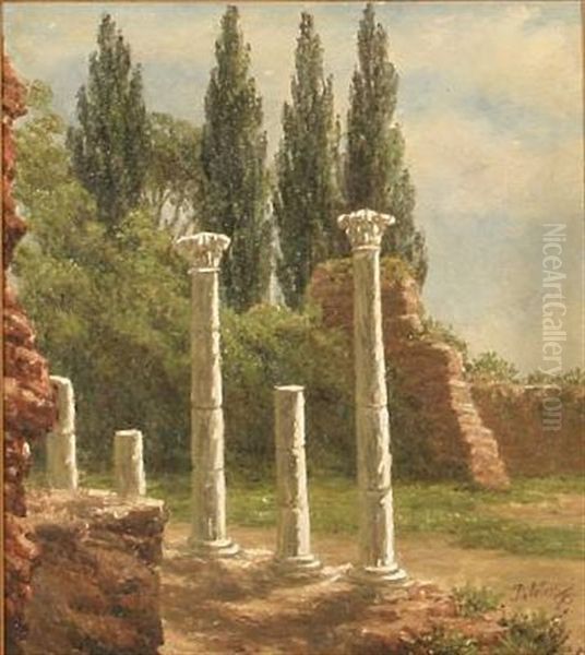 Columns On The Palatin Hill In Rome Oil Painting by Anthonie Eleonore (Anthonore) Christensen