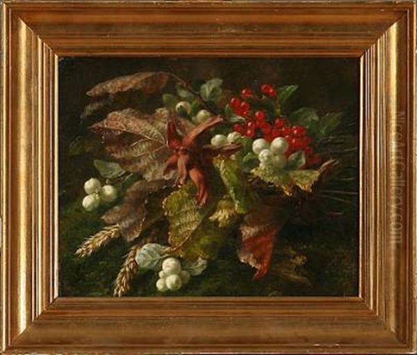 A Bouwuet With Currant, Hazelnuts And Snowberries Oil Painting by Anthonie Eleonore (Anthonore) Christensen