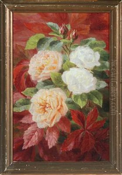 Roses In Bloom Oil Painting by Anthonie Eleonore (Anthonore) Christensen