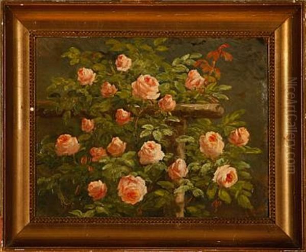 Pink Roses Oil Painting by Anthonie Eleonore (Anthonore) Christensen