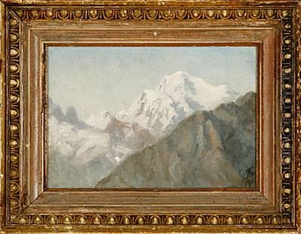 Mont Blanc Oil Painting by Anthonie Eleonore (Anthonore) Christensen