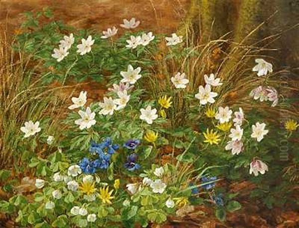 Skovbund Med Forarsblomster Oil Painting by Anthonie Eleonore (Anthonore) Christensen