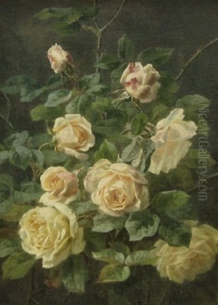 Blomstrende Gule Roser Oil Painting by Anthonie Eleonore (Anthonore) Christensen