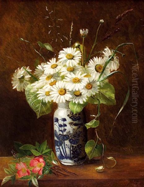 Margariten In Vase Oil Painting by Anthonie Eleonore (Anthonore) Christensen