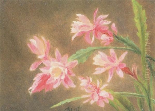 Lyserode Blomster Oil Painting by Anthonie Eleonore (Anthonore) Christensen