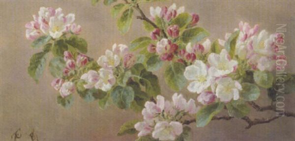 Blomstrende Aeblegren Oil Painting by Anthonie Eleonore (Anthonore) Christensen