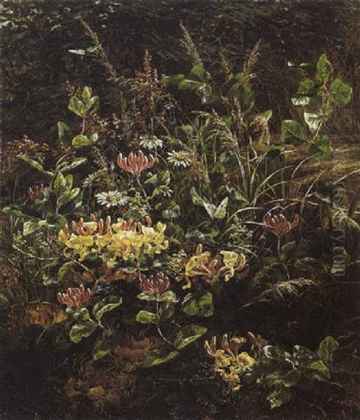 A Flower Bouquet On A Forest Floor Oil Painting by Anthonie Eleonore (Anthonore) Christensen