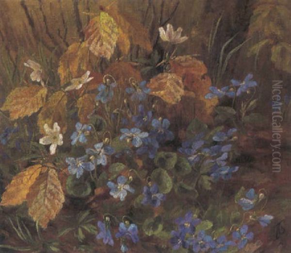 Forarsblomster Oil Painting by Anthonie Eleonore (Anthonore) Christensen