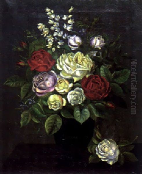 Stilleben Mit Rosen Oil Painting by Anthonie Eleonore (Anthonore) Christensen