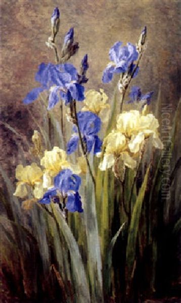 Gule Og Bla Iris Oil Painting by Anthonie Eleonore (Anthonore) Christensen