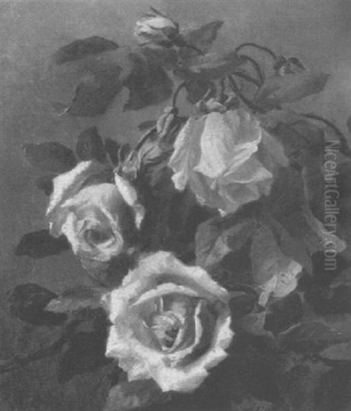 Italian Roses Oil Painting by Anthonie Eleonore (Anthonore) Christensen