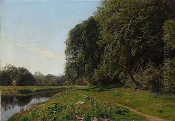 Danish Summer Landscape Oil Painting by Godfred Christensen