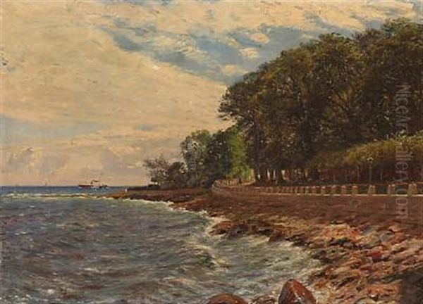 Coastal Scene From Nordsjaelland, Denmark Oil Painting by Godfred Christensen