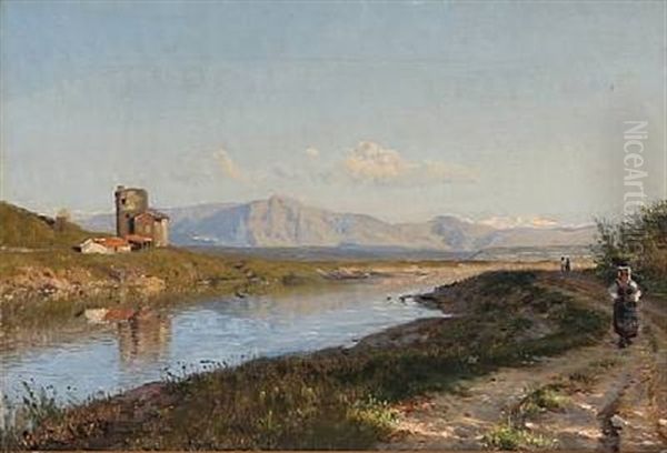 Ved Tiberen Oil Painting by Godfred Christensen