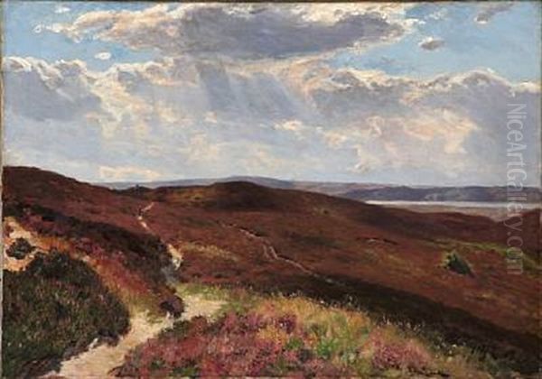 Overlooking A Moor Landscape Oil Painting by Godfred Christensen