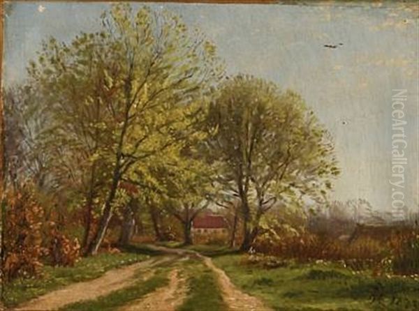 Summer Day On A Road Oil Painting by Godfred Christensen