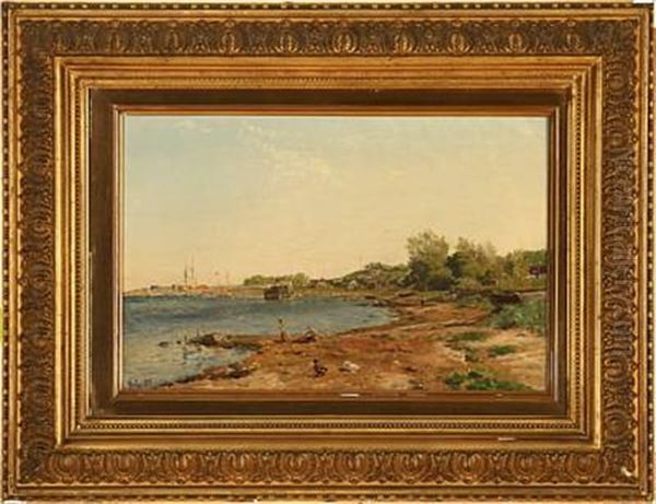 Humlebaek Havn Oil Painting by Godfred Christensen