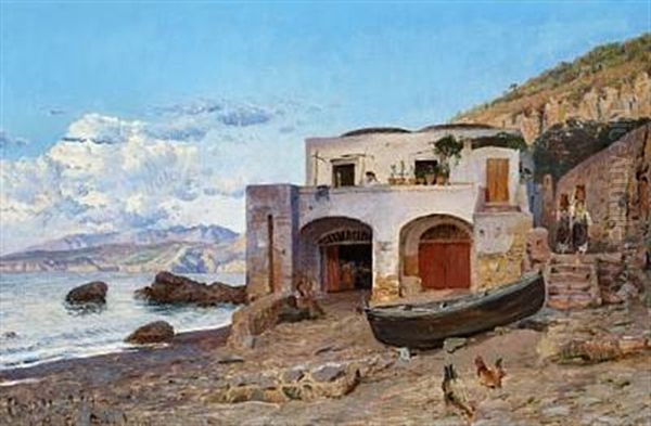 View Of The Coast Of Capri Oil Painting by Godfred Christensen